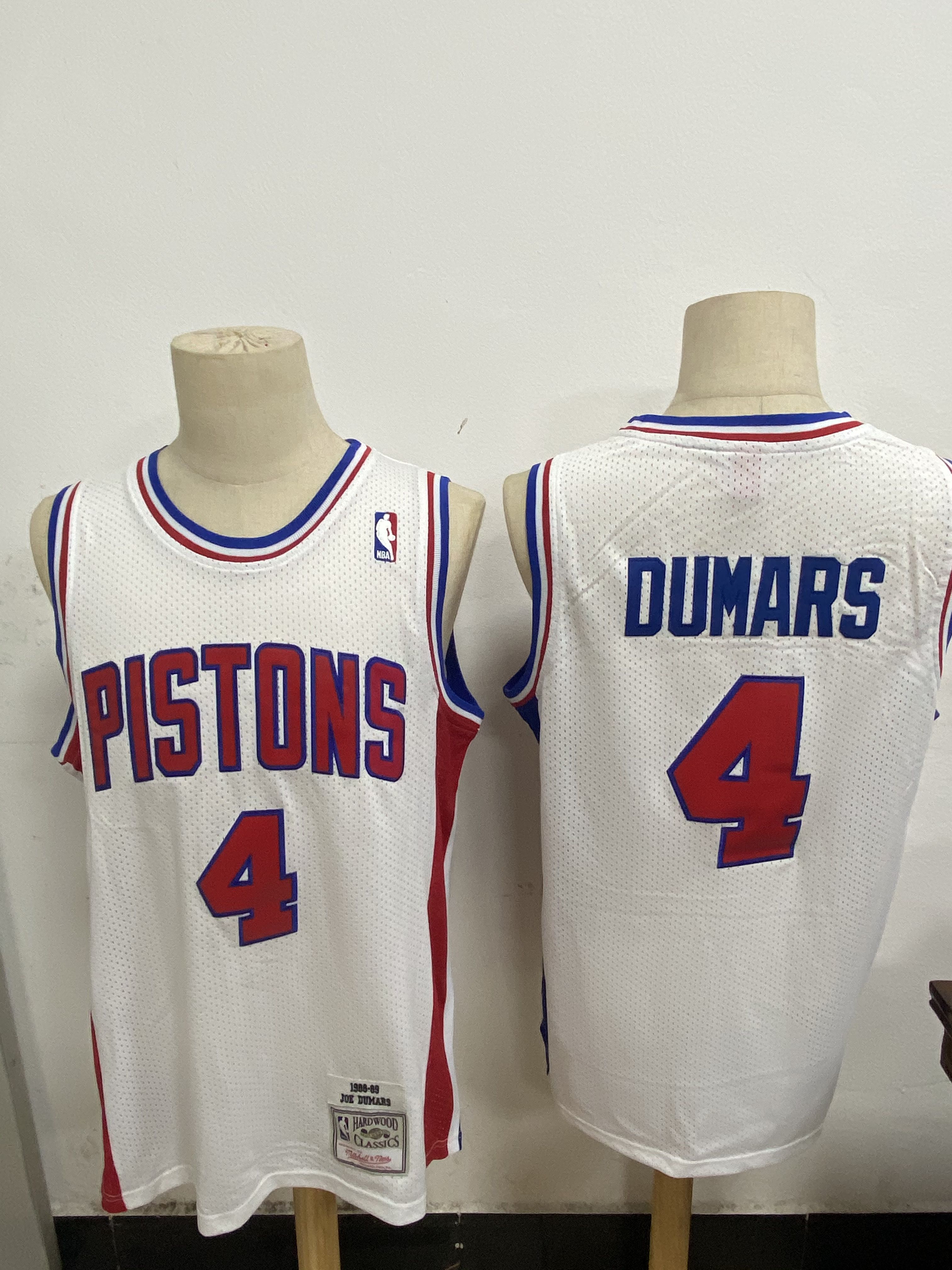Men Detroit Pistons #4 Dumars White Throwback NBA Jerseys
